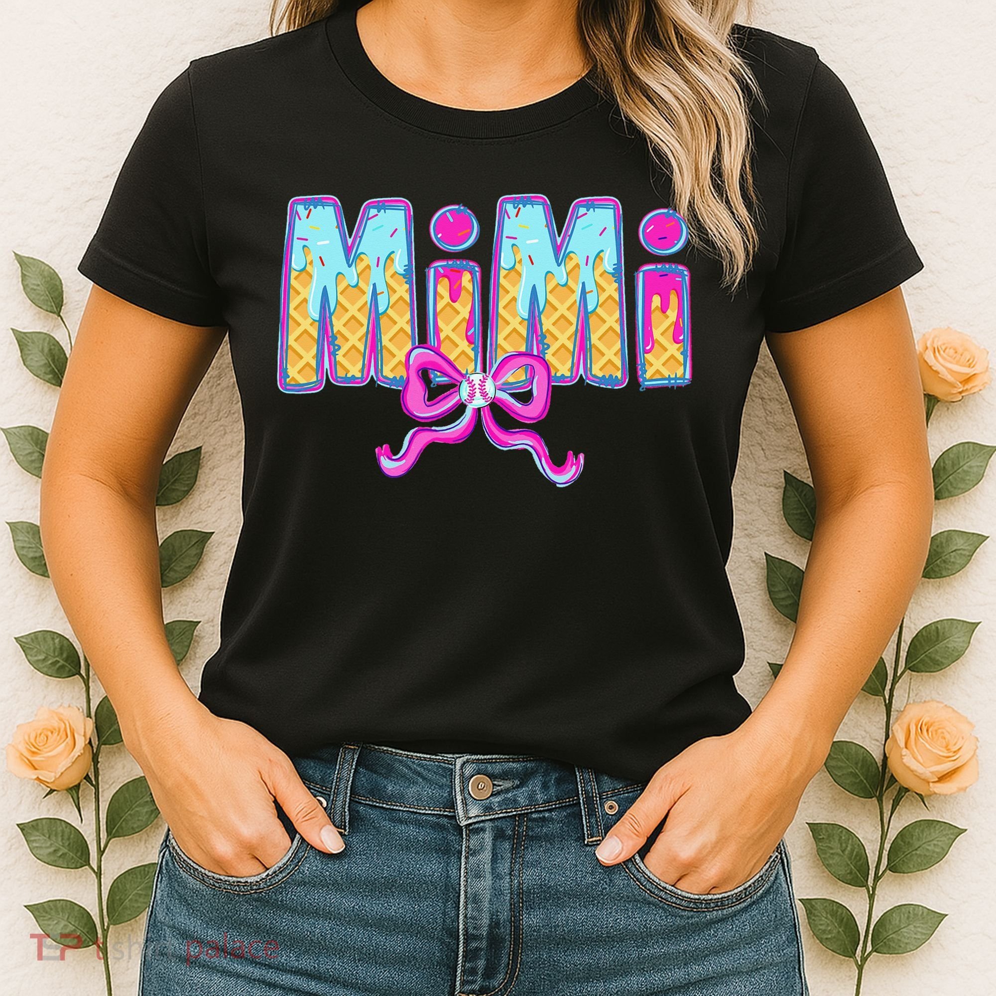Baseball Mimi Coquette Bow Ice Cream Baseball Drip For Women's T-Shirt