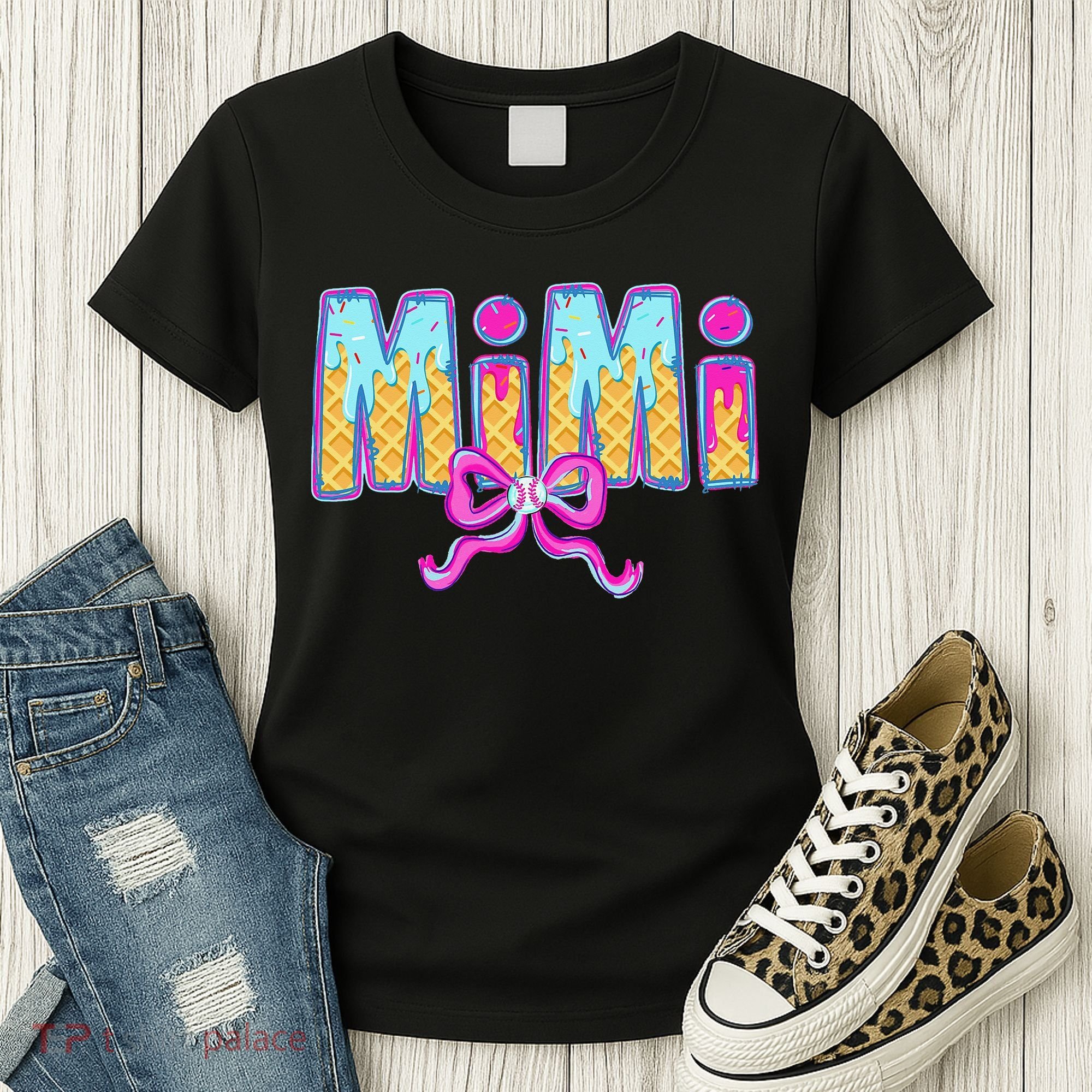 Baseball Mimi Coquette Bow Ice Cream Baseball Drip For Women's T-Shirt