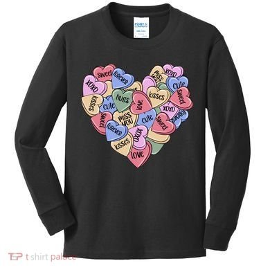 Be Mine Candy Heart Valentine Gift For Valentine Day Kids Long Sleeve Shirt