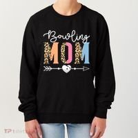Bowling Mom Cute Bowling Game Mother's Day Leopard Gift Women's Sweatshirt thumb 0