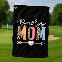 Bowling Mom Cute Bowling Game Mother's Day Leopard Gift Golf Towel thumb 1