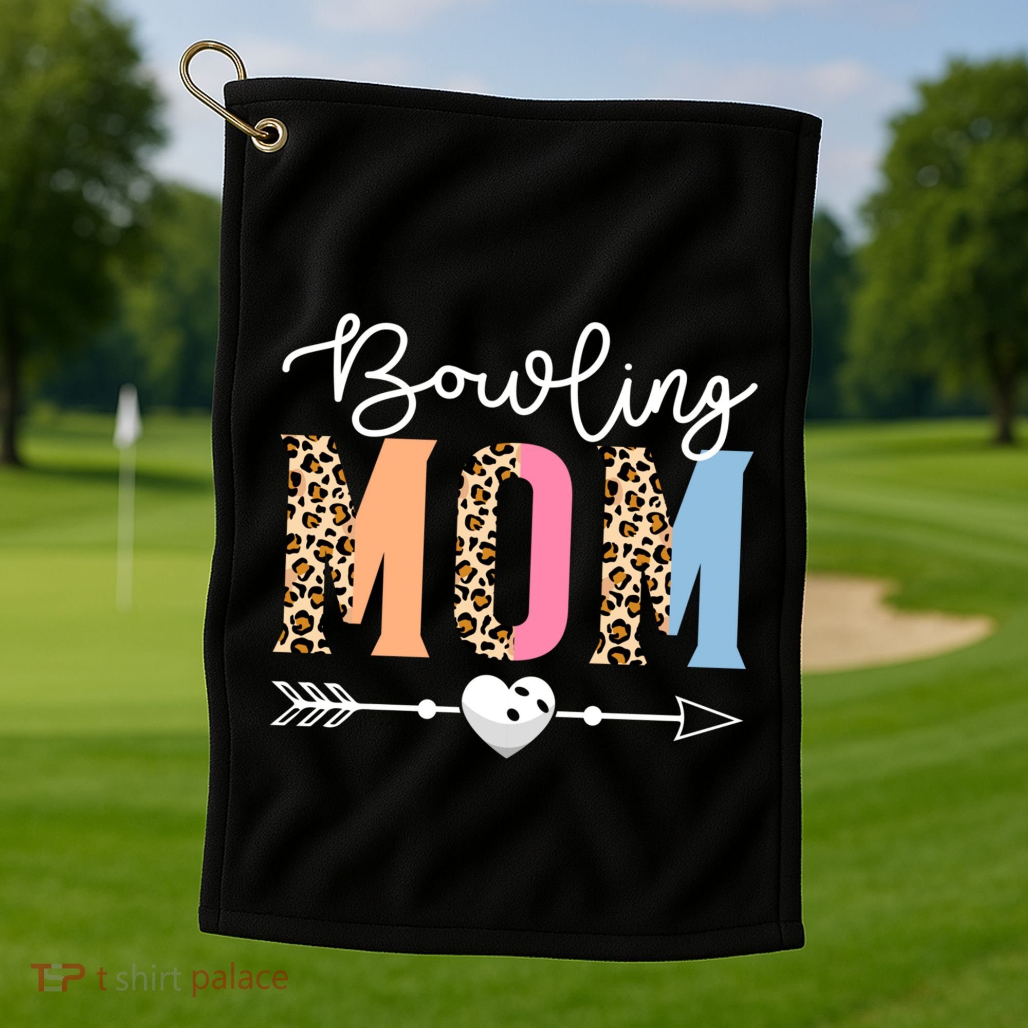 Bowling Mom Cute Bowling Game Mother's Day Leopard Gift Golf Towel