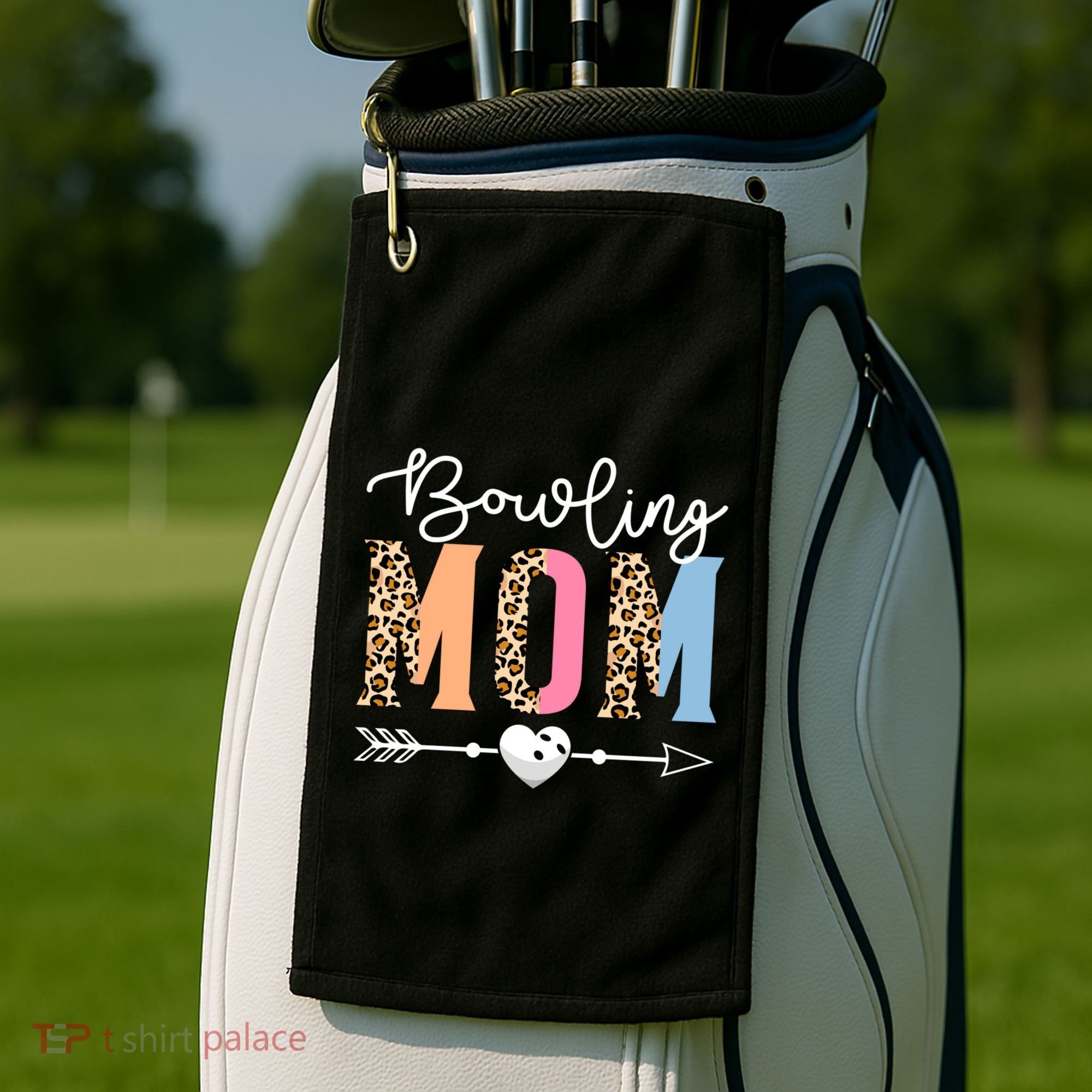 Bowling Mom Cute Bowling Game Mother's Day Leopard Gift Golf Towel