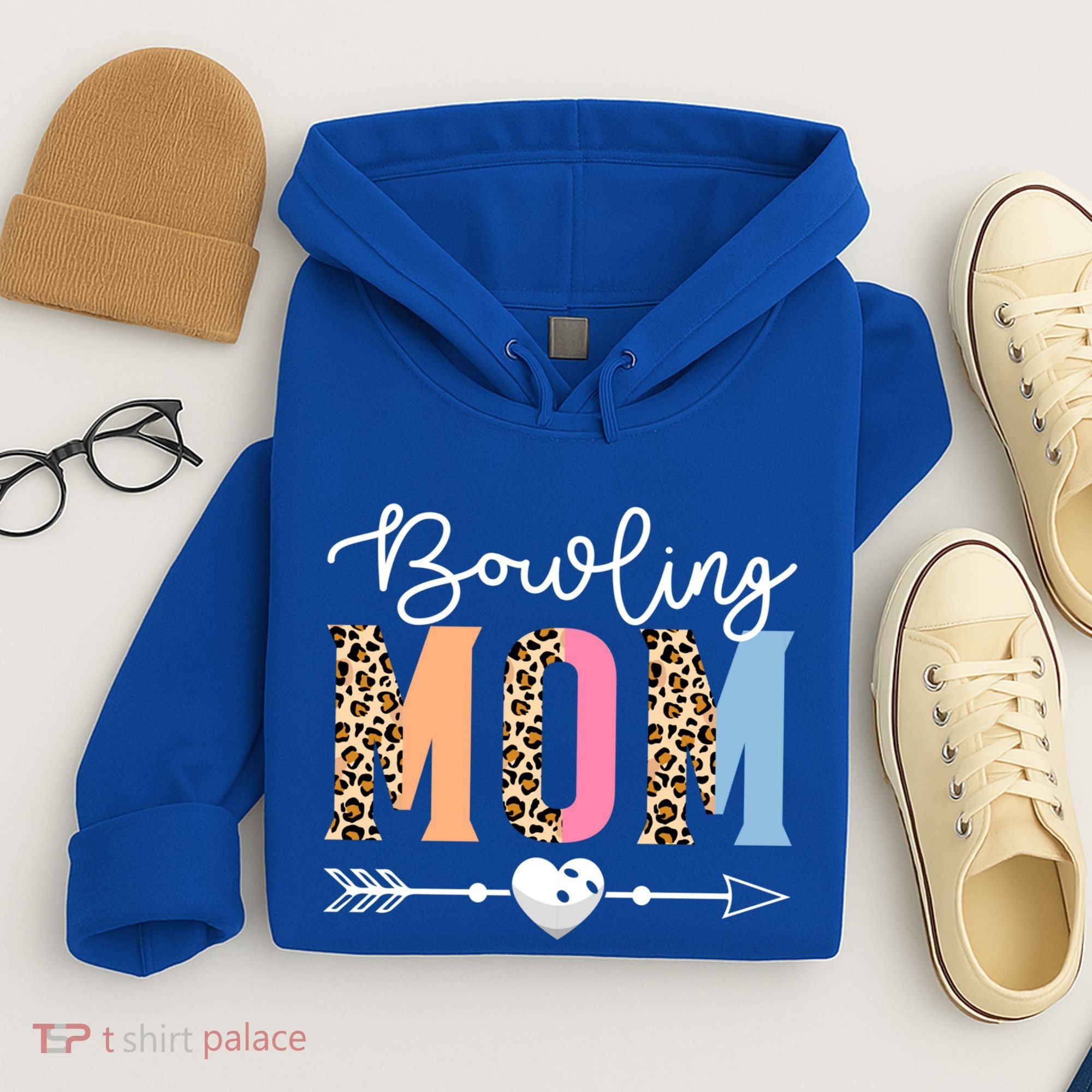 Bowling Mom Cute Bowling Game Mother's Day Leopard Gift Hoodie