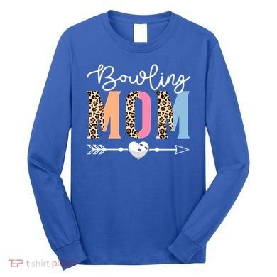 Bowling Mom Cute Bowling Game Mother's Day Leopard Gift Long Sleeve Shirt