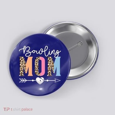 Bowling Mom Cute Bowling Game Mother's Day Leopard Gift Button