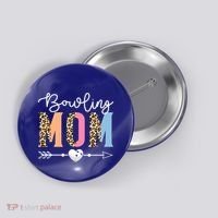 Bowling Mom Cute Bowling Game Mother's Day Leopard Gift Button thumb 0