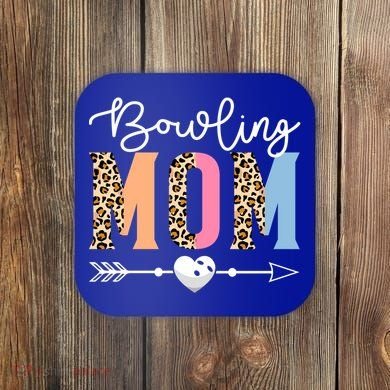 Bowling Mom Cute Bowling Game Mother's Day Leopard Gift Coaster