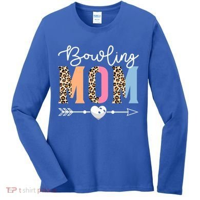 Bowling Mom Cute Bowling Game Mother's Day Leopard Gift Women's Long Sleeve Shirt