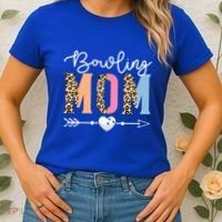 Bowling Mom Cute Bowling Game Mother's Day Leopard Gift Women's T-Shirt thumb 2