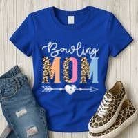 Bowling Mom Cute Bowling Game Mother's Day Leopard Gift Women's T-Shirt thumb 3