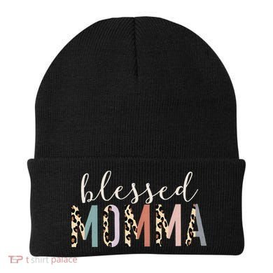 Blessed Momma Cute Leopard Print Beanie