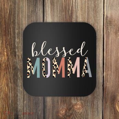 Blessed Momma Cute Leopard Print Coaster