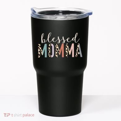 Blessed Momma Cute Leopard Print Tumbler