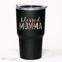 Blessed Momma Cute Leopard Print Tumbler thumb 0