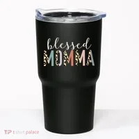 Blessed Momma Cute Leopard Print Tumbler thumb 0
