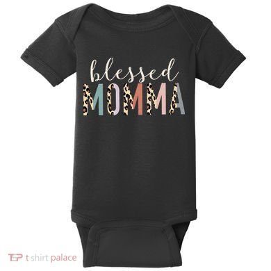 Blessed Momma Cute Leopard Print Baby Bodysuit
