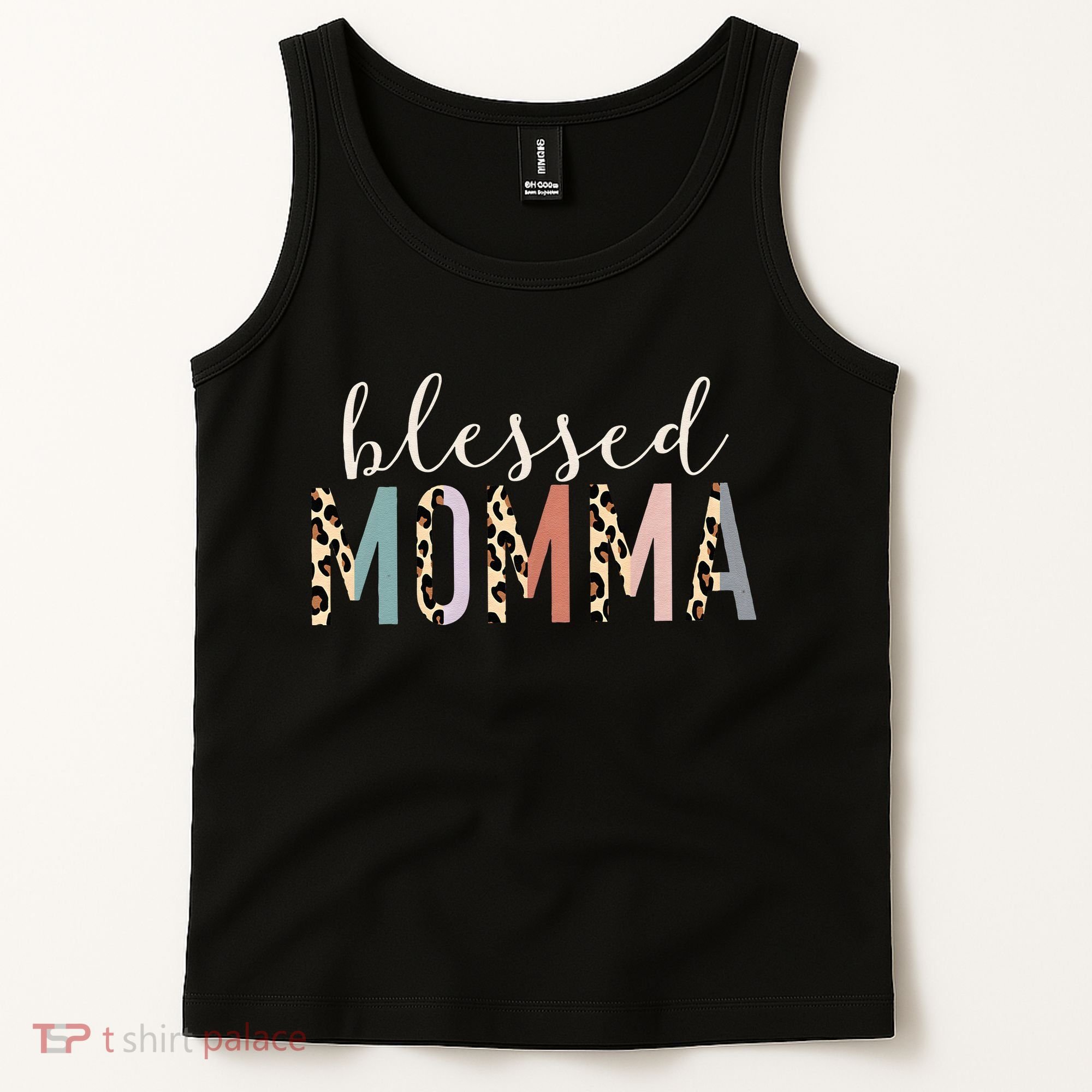 Blessed Momma Cute Leopard Print Tank Top
