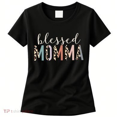 Blessed Momma Cute Leopard Print Women's T-Shirt