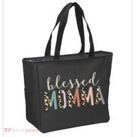 Blessed Momma Cute Leopard Print Tote Bag thumb 2