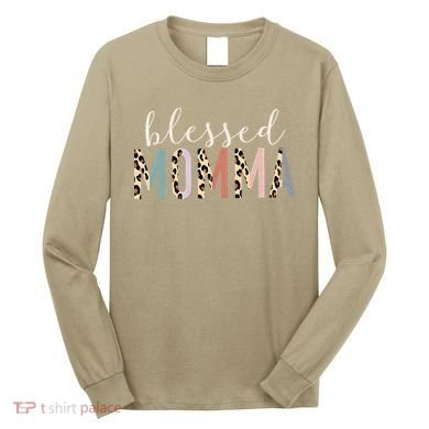 Blessed Momma Cute Leopard Print Long Sleeve Shirt