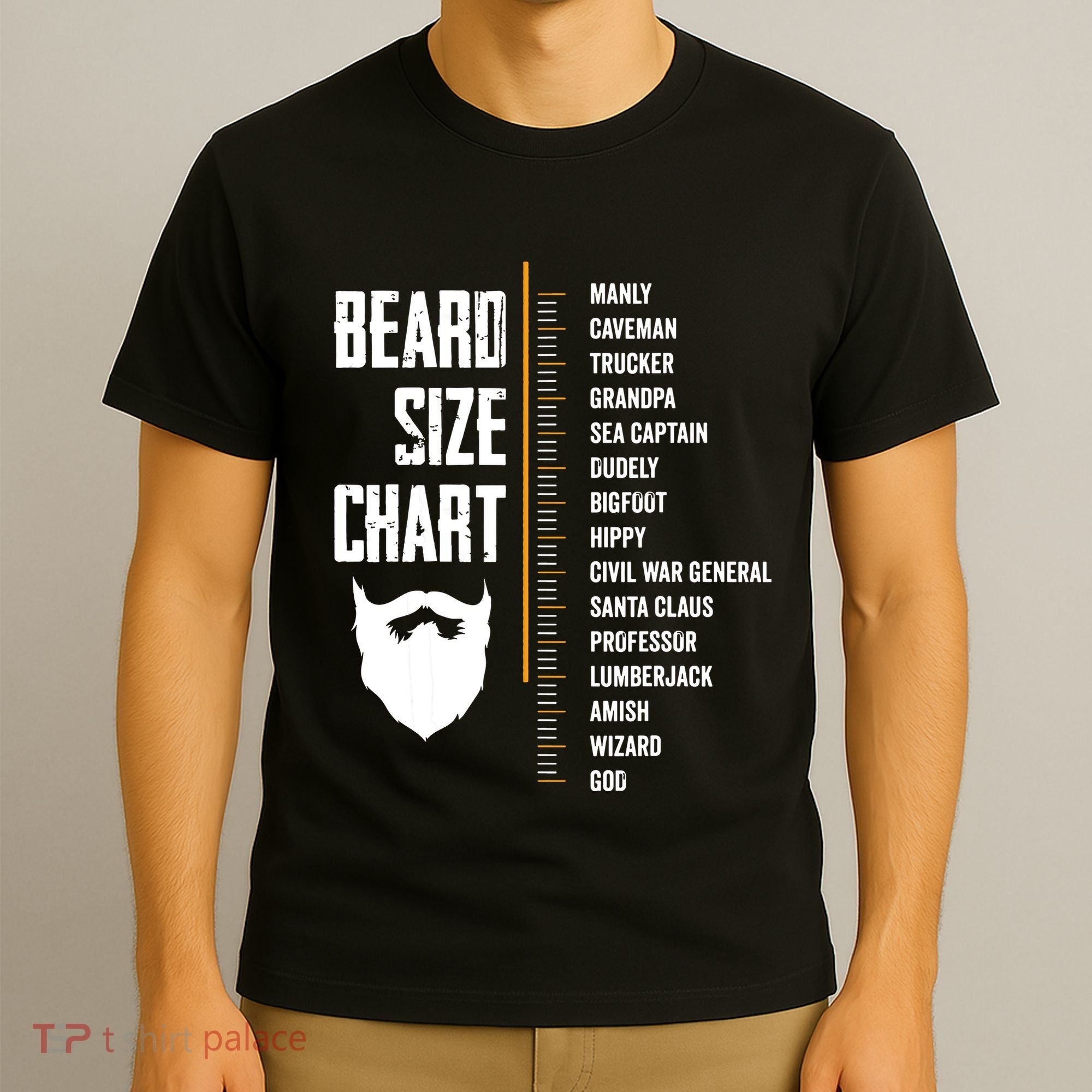 Beard Measurement Chart Beard Length Funny Growth Chart T-Shirt