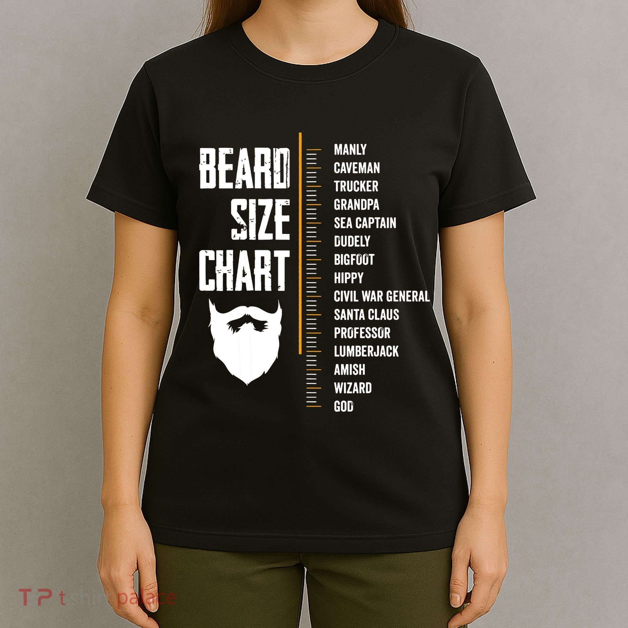 Beard Measurement Chart Beard Length Funny Growth Chart T-Shirt