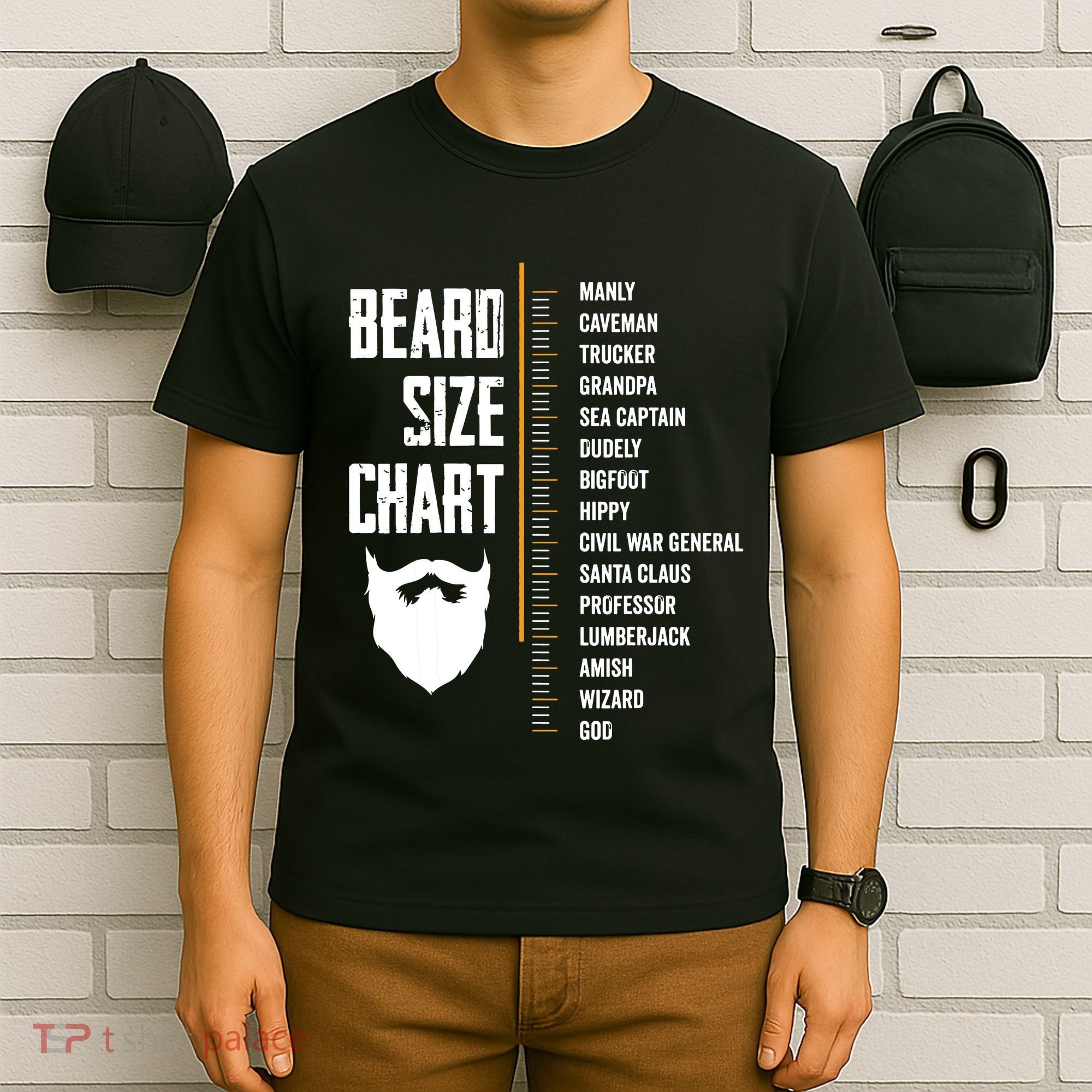 Beard Measurement Chart Beard Length Funny Growth Chart T-Shirt