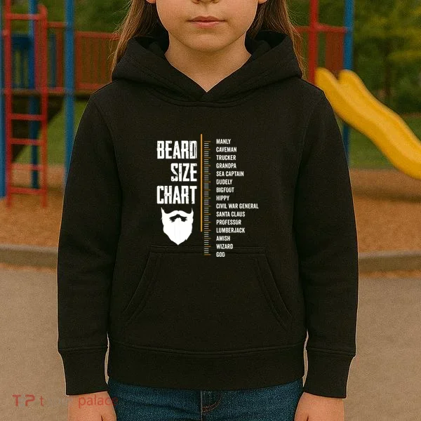 Beard Measurement Chart Beard Length Funny Growth Chart Kids Hoodie