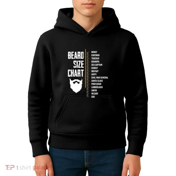 Beard Measurement Chart Beard Length Funny Growth Chart Kids Hoodie