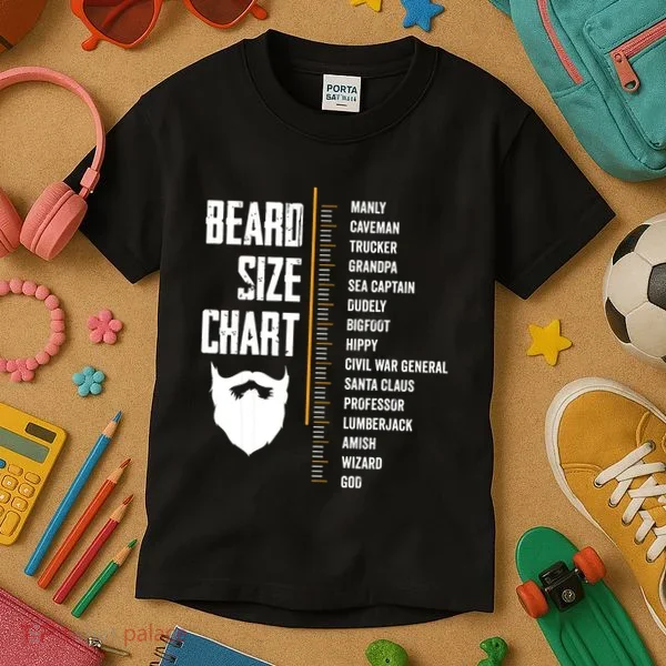 Beard Measurement Chart Beard Length Funny Growth Chart Kids T-Shirt
