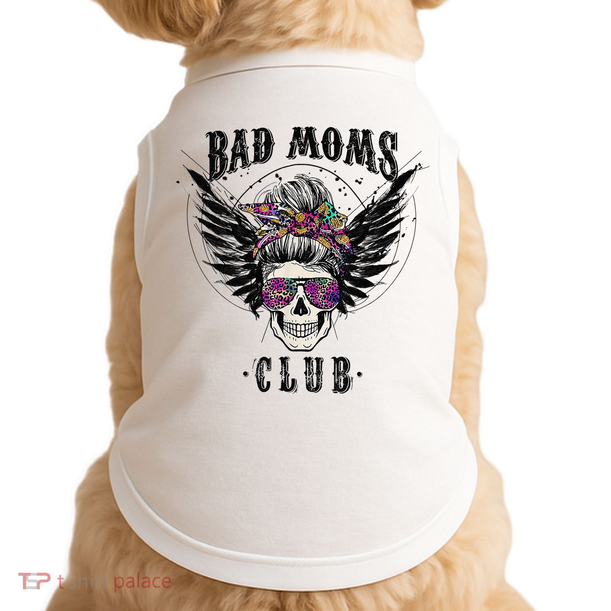Bad Moms Club Leopard Skull Mom Funny Mom Mother's Day Doggie Tank