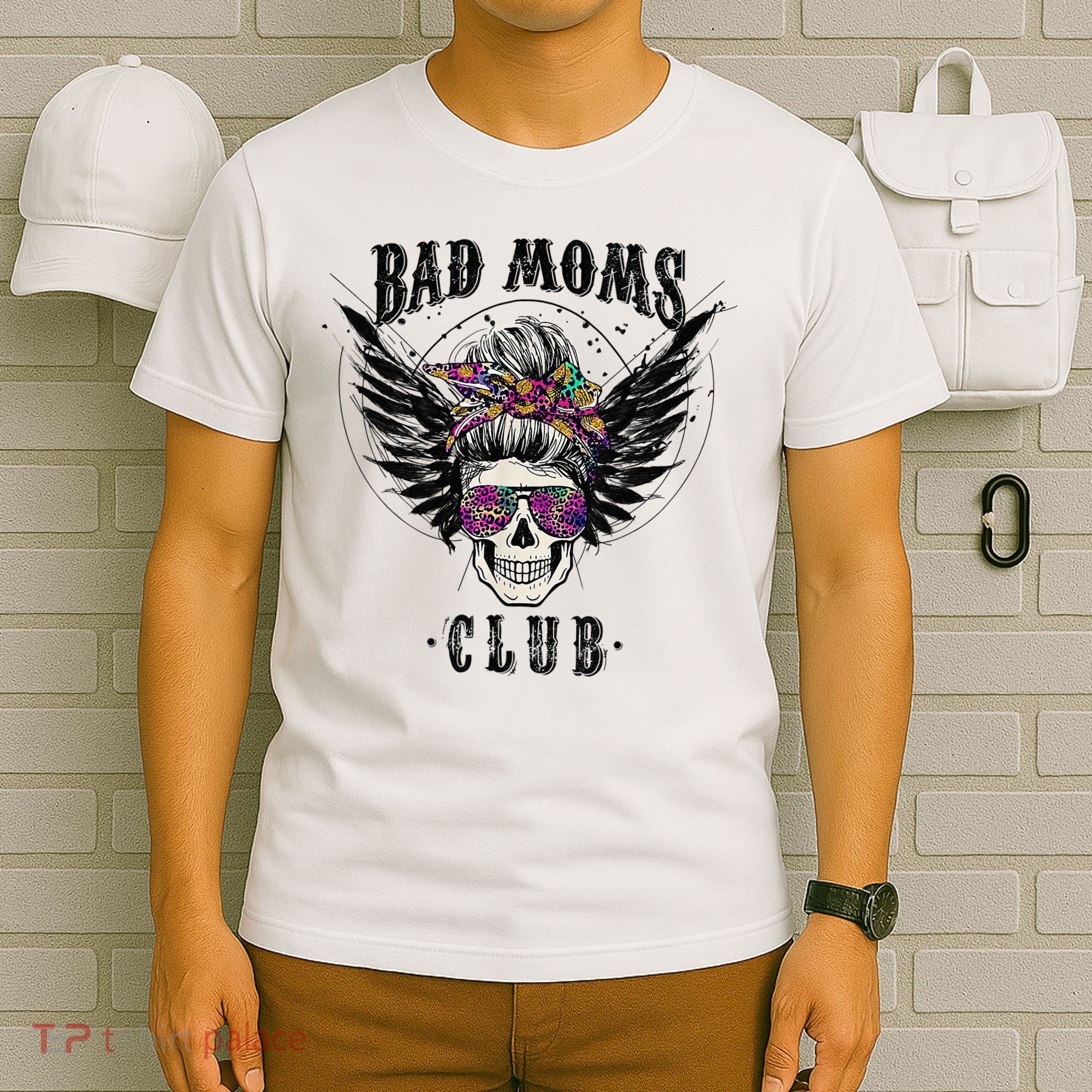 Bad Moms Club Leopard Skull Mom Funny Mom Mother's Day T-Shirt
