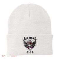 Bad Moms Club Leopard Skull Mom Funny Mom Mother's Day Beanie thumb 0