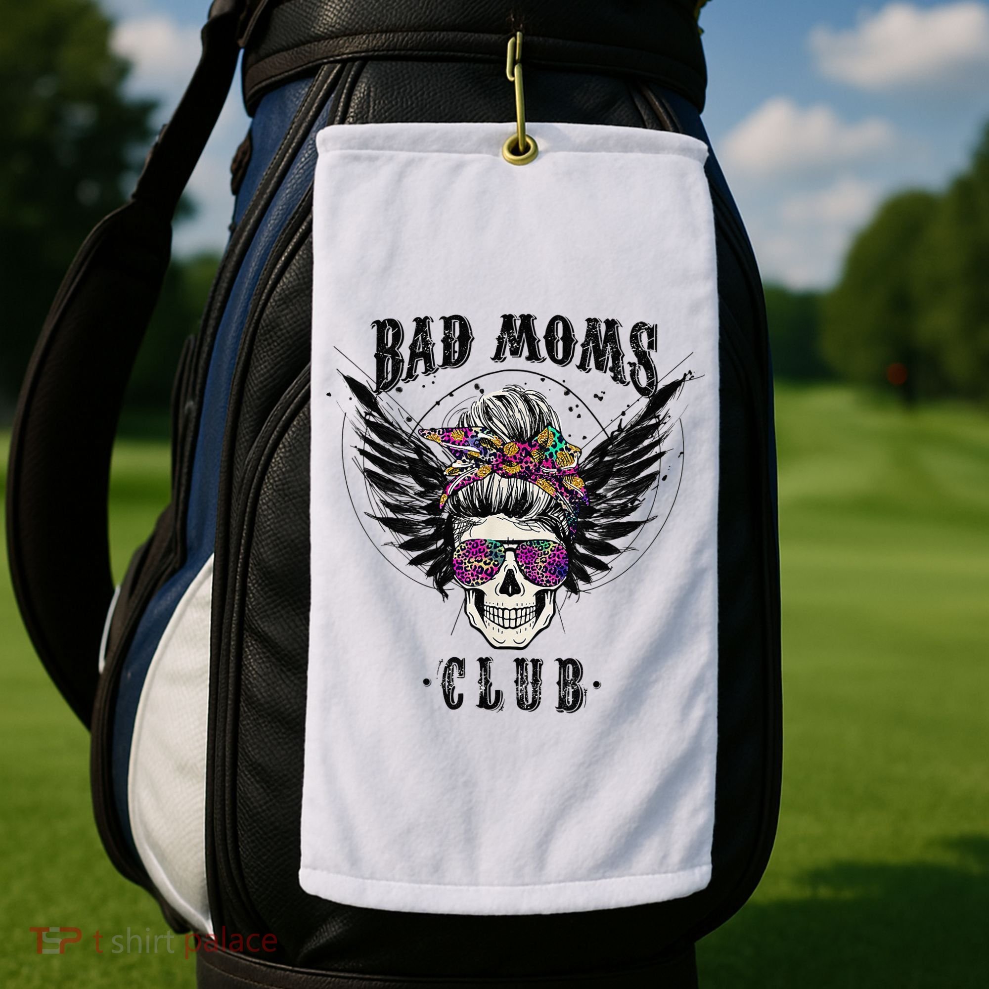 Bad Moms Club Leopard Skull Mom Funny Mom Mother's Day Golf Towel