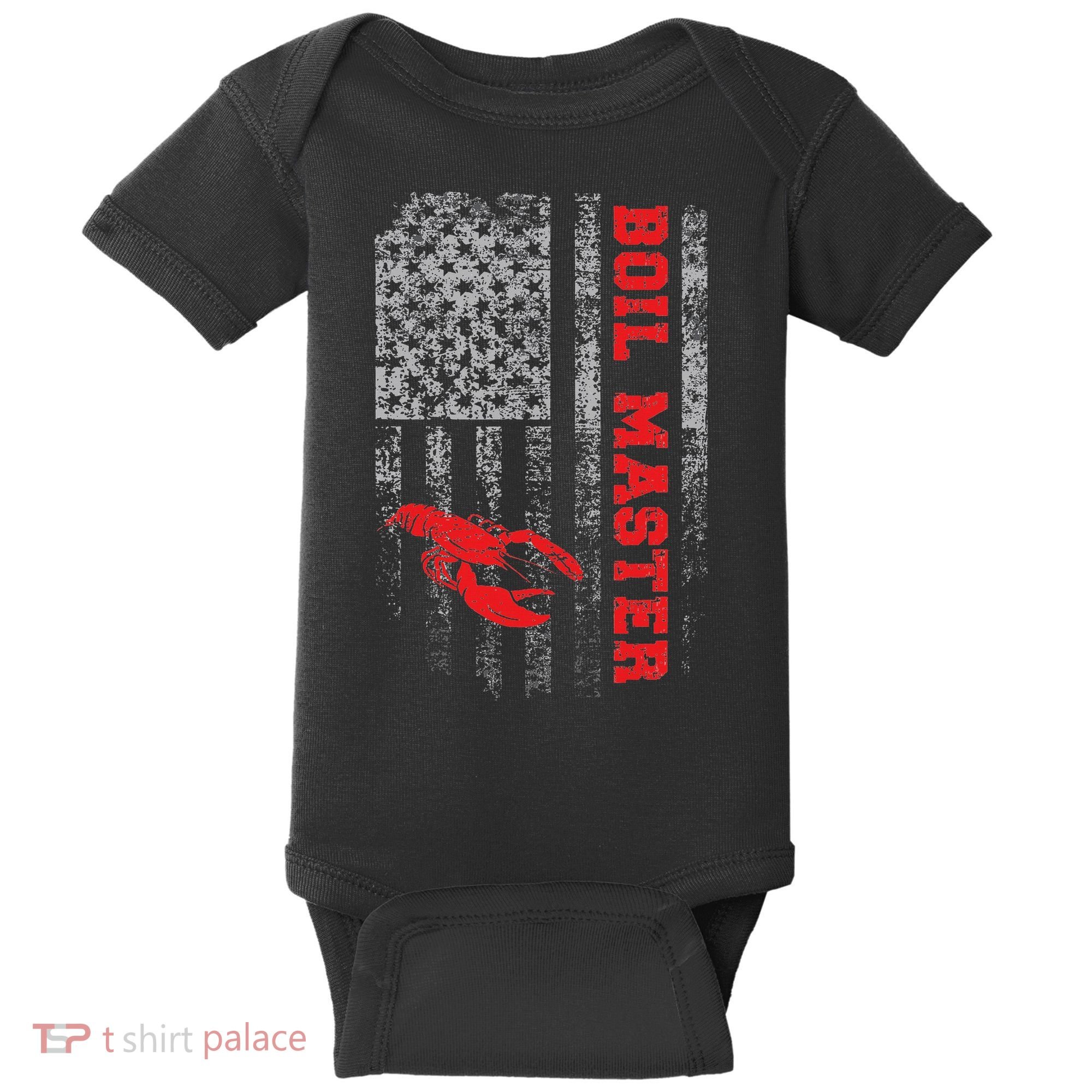Boil Master Crawfish American Flag Crawdaddy Crayfish Baby Bodysuit