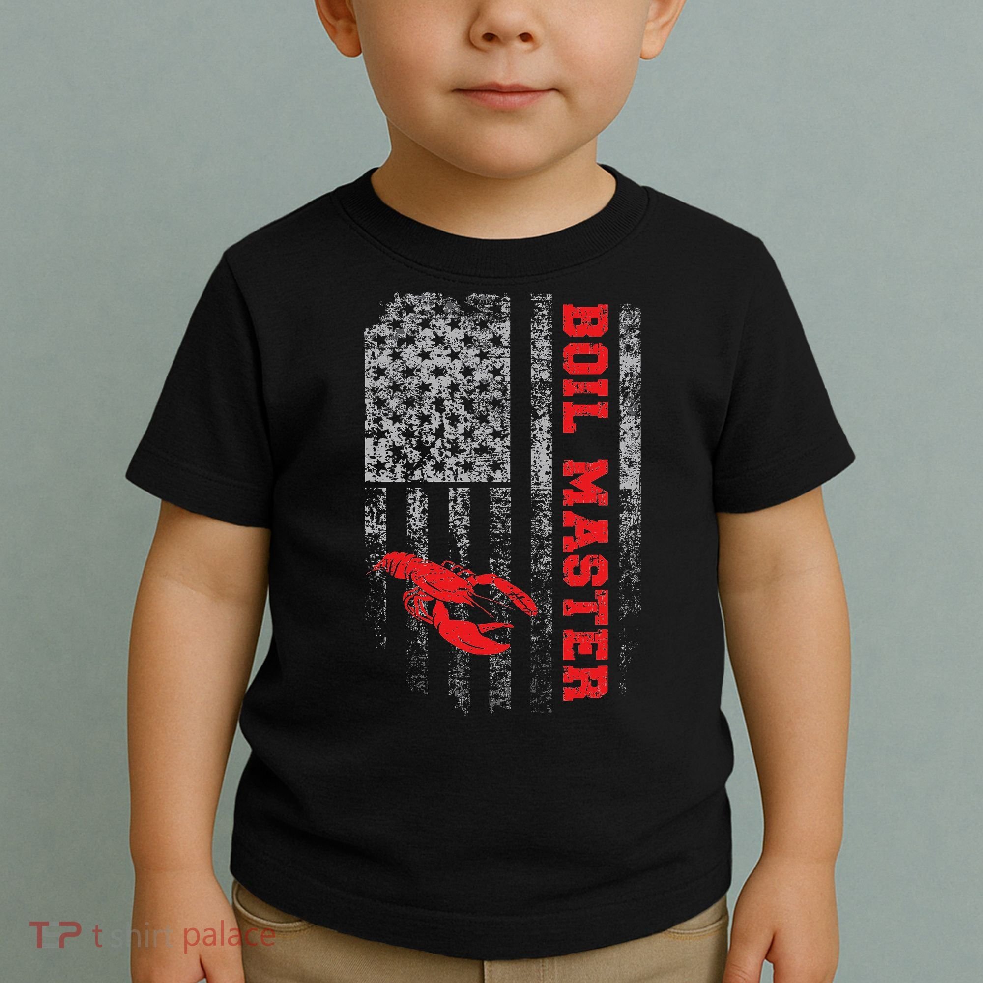 Boil Master Crawfish American Flag Crawdaddy Crayfish Toddler T-Shirt