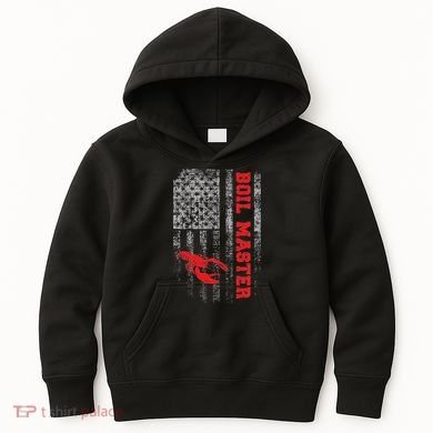 Boil Master Crawfish American Flag Crawdaddy Crayfish Kids Hoodie