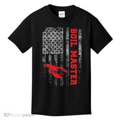 Boil Master Crawfish American Flag Crawdaddy Crayfish Kids T-Shirt