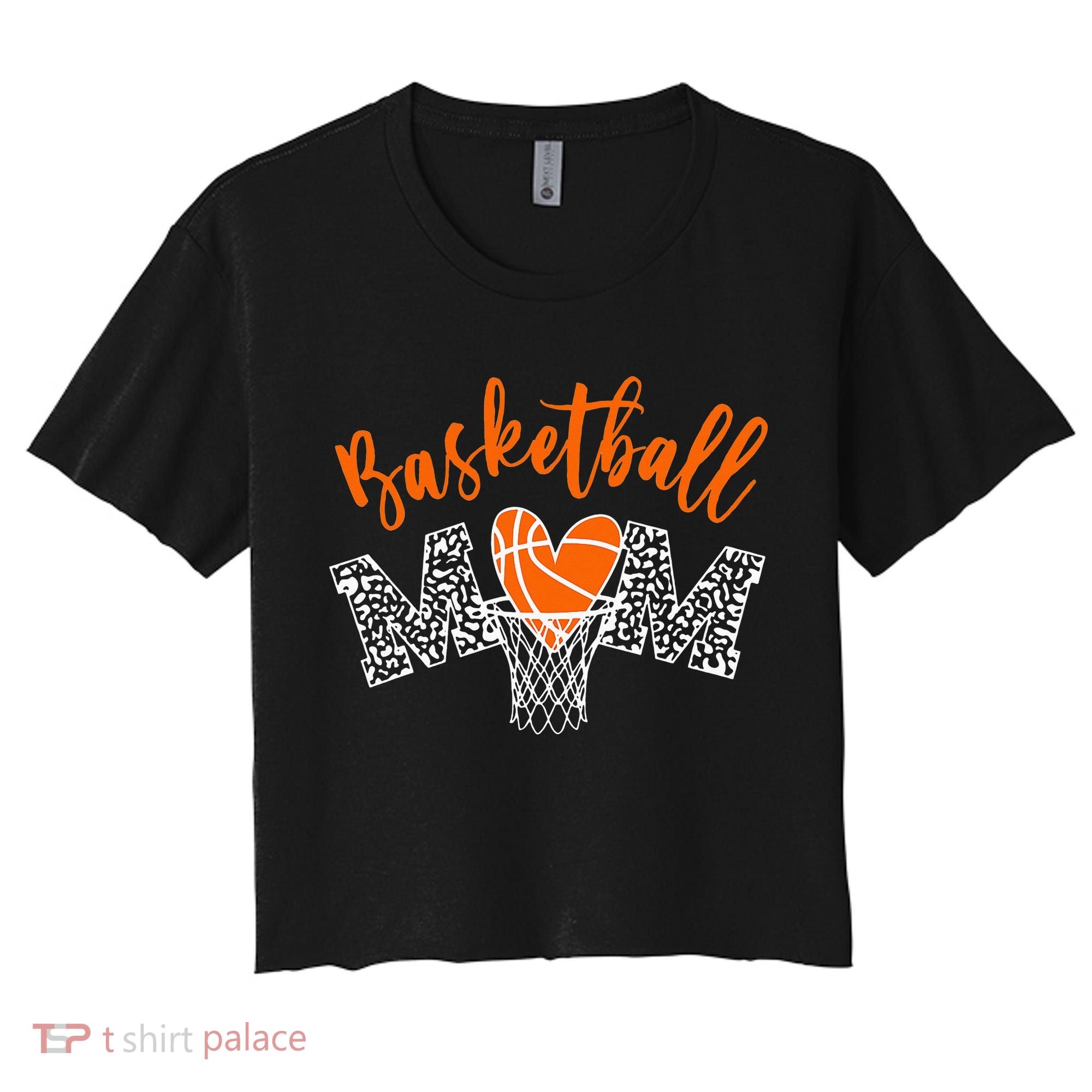 Basketball Mom Cute Novelty Distressed Women's Crop Top Tee