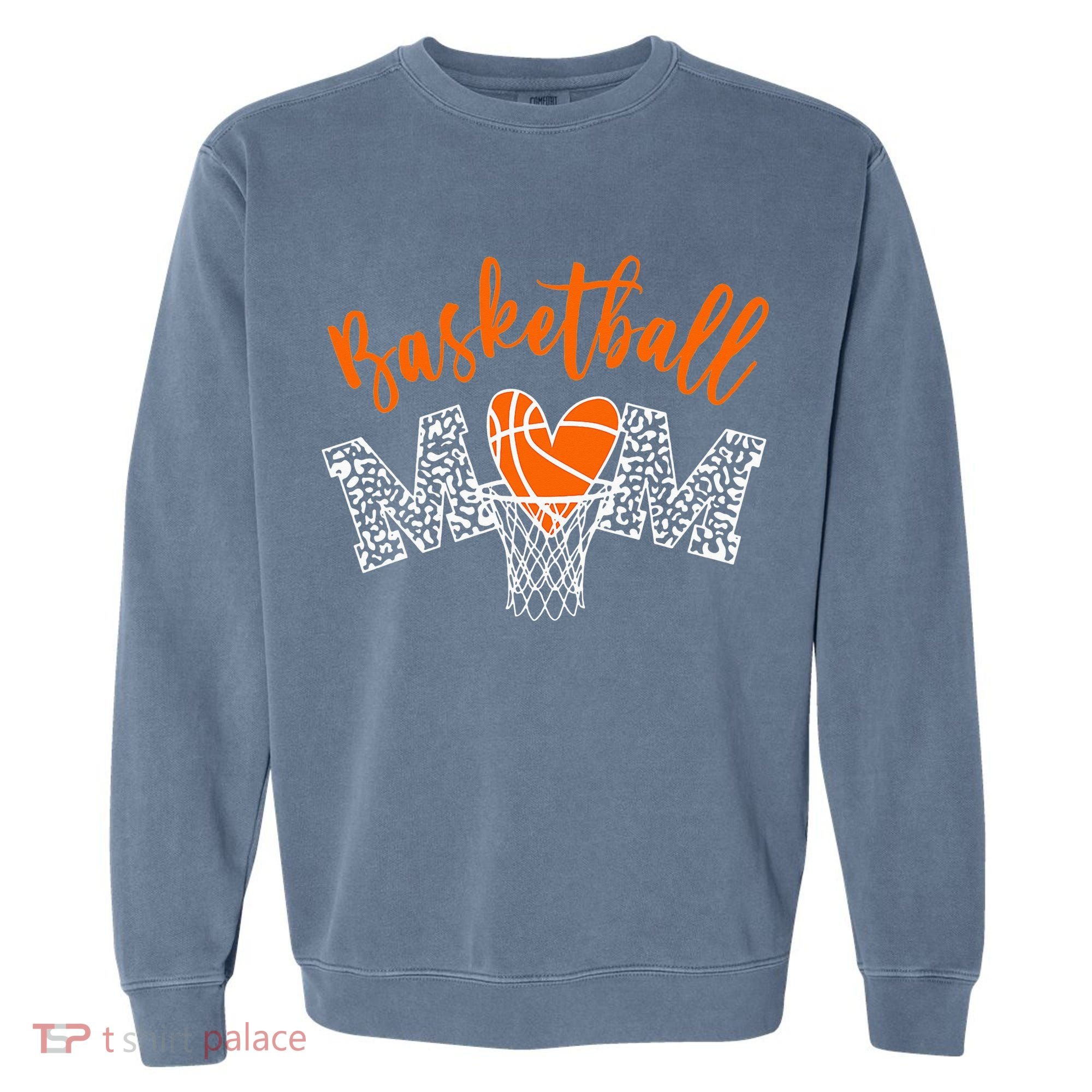 Basketball Mom Cute Novelty Distressed Garment-Dyed Sweatshirt