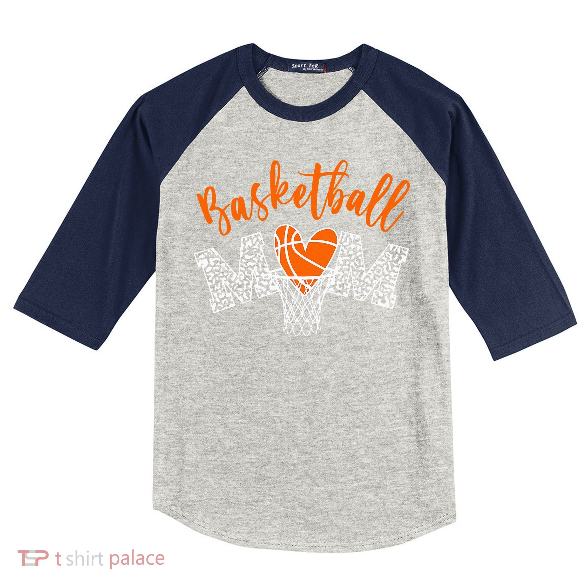 Basketball Mom Cute Novelty Distressed Kids Colorblock Raglan Jersey