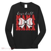 Baseball Mama Coquette Bow Sport Lover Sister Mother's Day Long Sleeve Shirt thumb 0