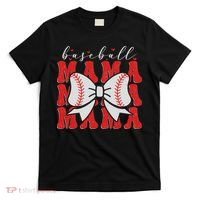 Baseball Mama Coquette Bow Sport Lover Sister Mother's Day T-Shirt thumb 0