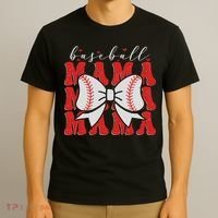 Baseball Mama Coquette Bow Sport Lover Sister Mother's Day T-Shirt thumb 3