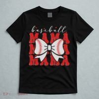 Baseball Mama Coquette Bow Sport Lover Sister Mother's Day T-Shirt thumb 5
