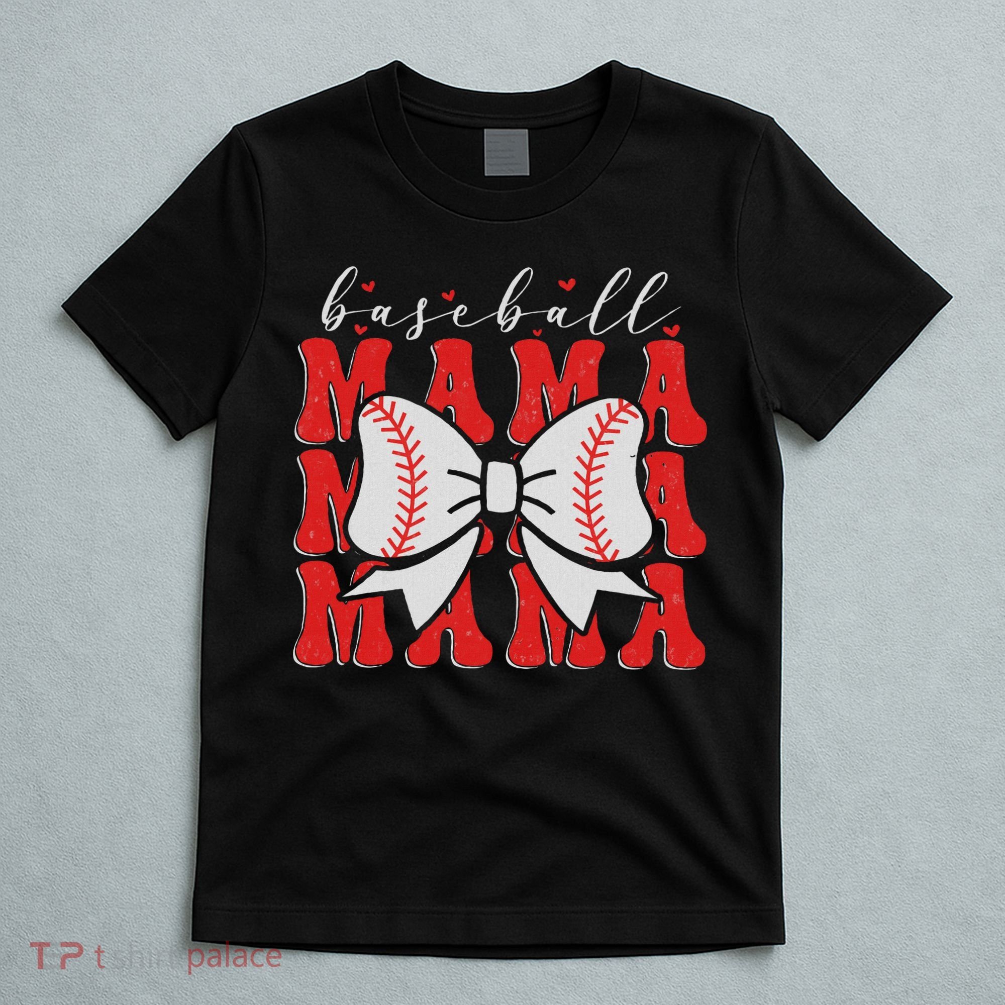 Baseball Mama Coquette Bow Sport Lover Sister Mother's Day T-Shirt