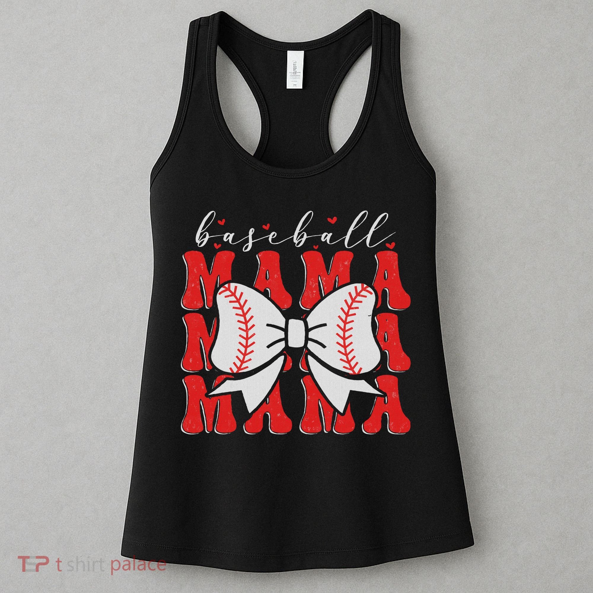 Baseball Mama Coquette Bow Sport Lover Sister Mother's Day Women's Tank Top