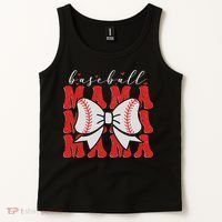 Baseball Mama Coquette Bow Sport Lover Sister Mother's Day Tank Top thumb 2