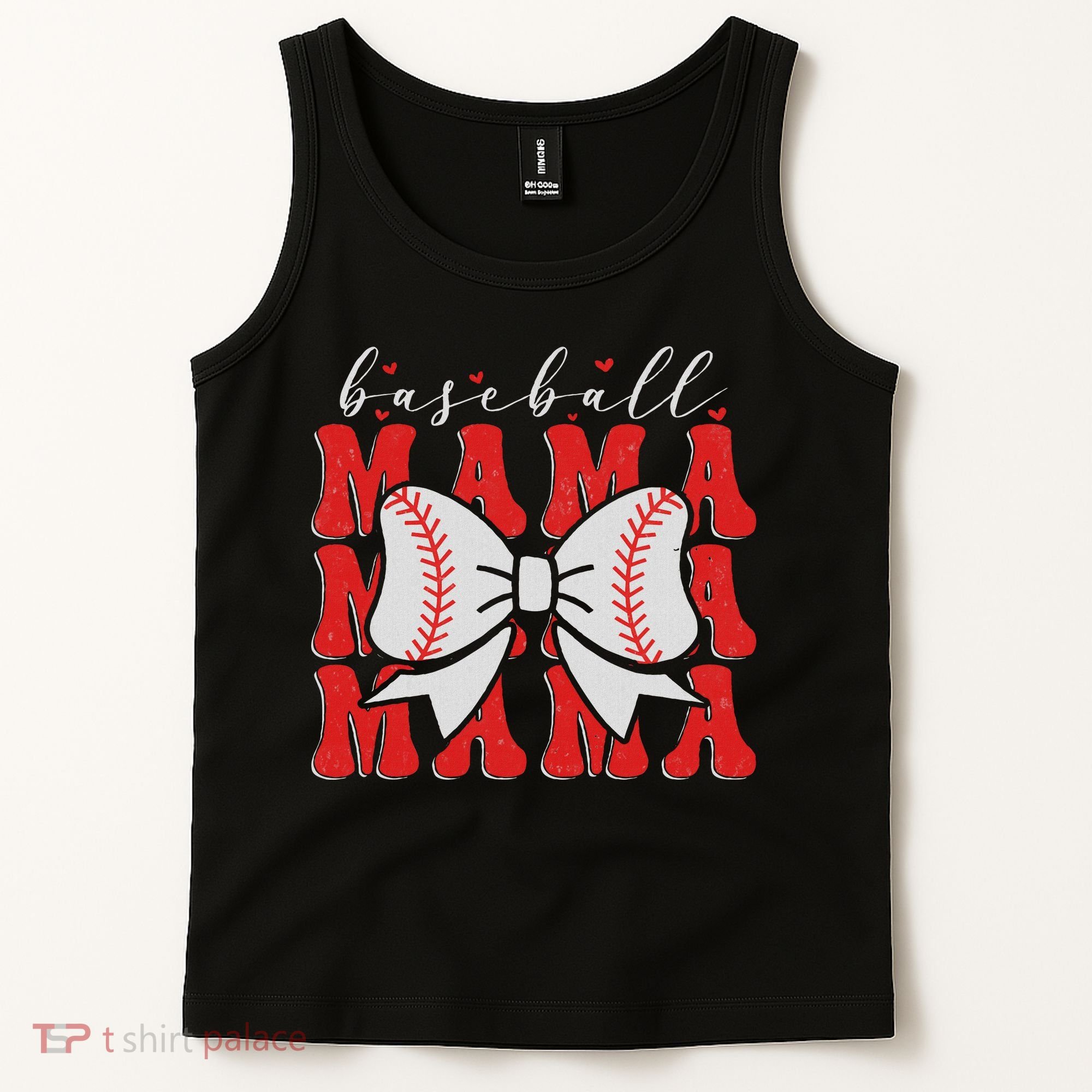 Baseball Mama Coquette Bow Sport Lover Sister Mother's Day Tank Top